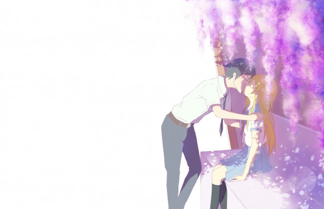 Обои картинки фото аниме, oreimo, поцелуй