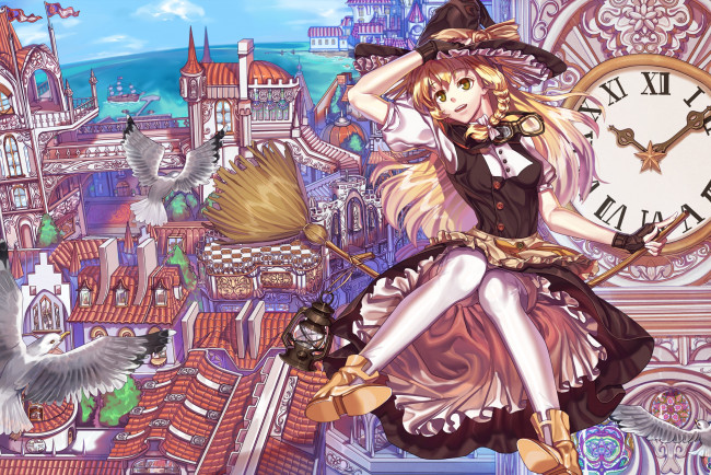 Обои картинки фото аниме, touhou, kirisame, marisa