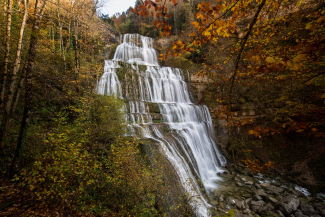 Обои картинки фото природа, водопады, река, лес, водопад