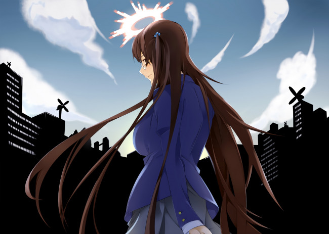 Обои картинки фото аниме, toaru majutsu no index, девушка, взгляд, фон