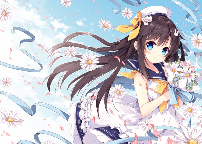 Обои картинки фото аниме, unknown,  другое, девушка, взгляд, фон