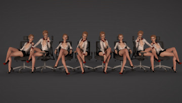 Картинка 3д+графика люди+ people девушки взгляд фон