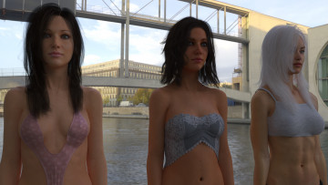 Картинка 3д+графика люди+ people взгляд фон девушки