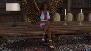 Картинка 3д+графика существа+ creatures демон фон взгляд девушка