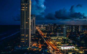Картинка флорида сша города -+огни+ночного+города небоскребы пейзаж америка 4k sunny isles beach