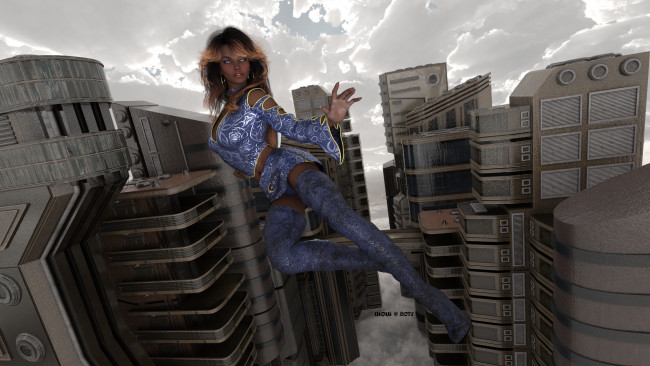 Обои картинки фото 3д графика, фантазия , fantasy, девушка, фон, взгляд