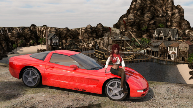 Обои картинки фото 3д графика, люди-авто, мото , people- car ,  moto, взгляд, девушка, фон