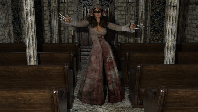 Обои картинки фото 3д графика, фантазия , fantasy, девушка, фон, взгляд