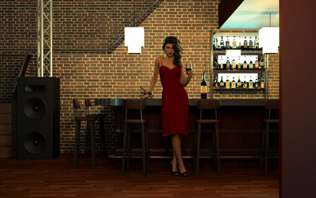 Обои картинки фото 3д графика, люди , people, фон, взгляд, девушка