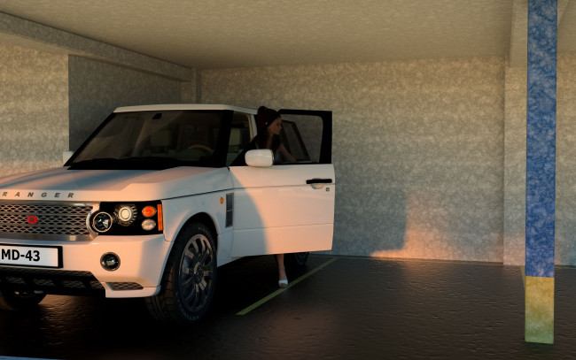 Обои картинки фото 3д графика, люди-авто, мото , people- car ,  moto, фон, девушка, взгляд