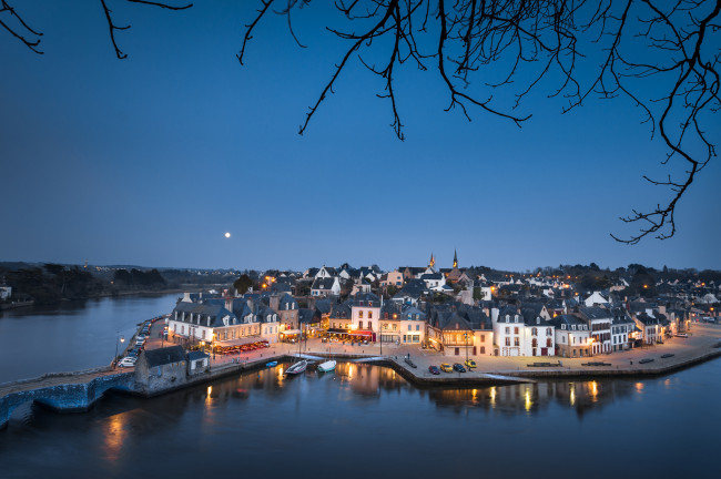 Обои картинки фото порт сент-густан в оре,  морбиан,  бретань,  франция, города, - огни ночного города, порт, сент-густан, в, оре, франция, бретань, морбиан