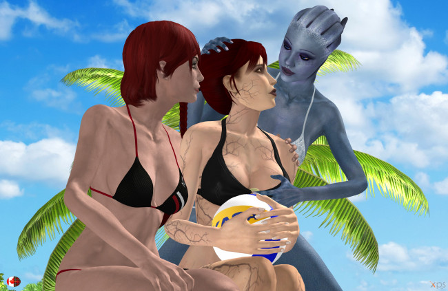 Обои картинки фото 3д графика, фантазия , fantasy, фон, взгляд, девушки