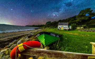 Картинка корабли лодки +шлюпки море шлюпка ночь звезды