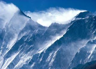 Картинка природа горы снег озеро небо