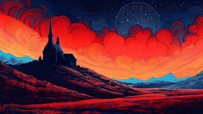 Обои картинки фото рисованное, религия, церковь
