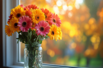 Картинка 3д+графика цветы+ flowers герберы