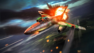 Картинка видео+игры war+thunder самолет полет огонь