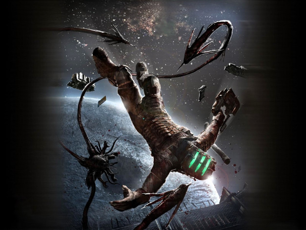 Обои картинки фото видео игры, dead space, персонаж, маска, космос, планета, монстр