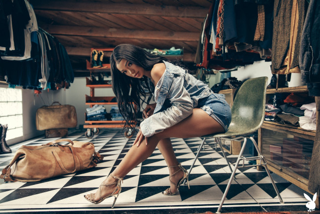 Обои картинки фото harley dean, девушки, - азиатки, девушка, модель, playboy