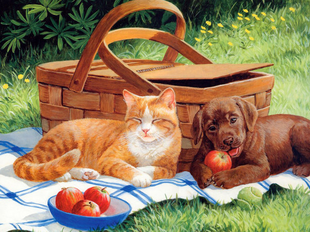 Обои картинки фото рисованные, животные