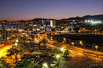 Картинка города огни ночного вечер дома eilat israel