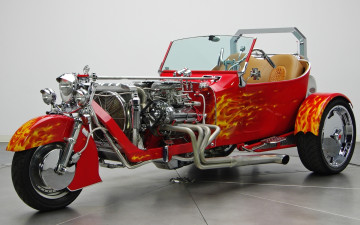 Картинка мотоциклы трёхколёсные ford t-bucket trike 383 stroker v8 th350 saddle roadster трицикл трайк передок тюнинг tuning фон