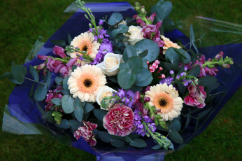 Картинка цветы букеты композиции герберы гвоздики розы левкой