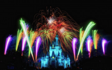 Картинка города диснейленд иллюминация зрелище шоу флорида сша фейерверк