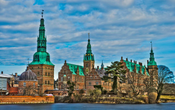 Картинка города копенгаген дания вода здания шпили