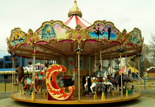 Обои картинки фото разное, карусели, качели, аттракционы, карусель, детство