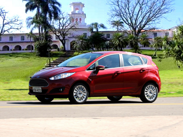 Обои картинки фото автомобили, ford, fiesta, br-spec, 2013г, красный