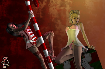 Картинка 3д+графика люди+ people фон взгляд девушки шест