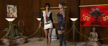 Картинка 3д+графика люди+ people фон драконы взгляд девушки