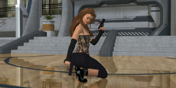 Картинка 3д+графика фантазия+ fantasy оружие взгляд фон девушка