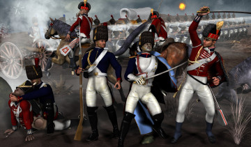 Картинка 3д+графика армия+ military сражение лошадь оружие солдаты