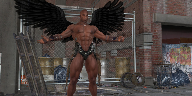 Обои картинки фото 3д графика, существа , creatures, демон, мужчина, взгляд, фон