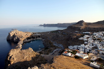 Картинка родос+греция города -+панорамы море залив дома