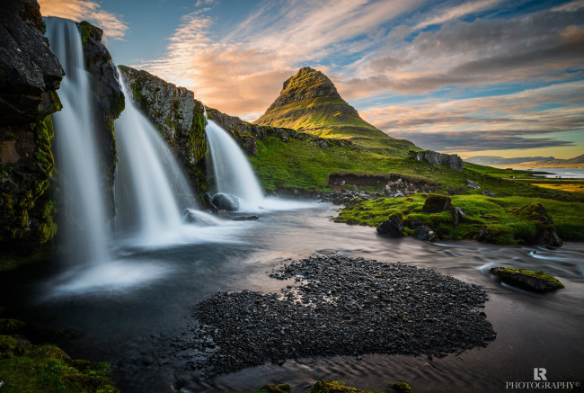 Обои картинки фото природа, водопады, водопад, гора, река