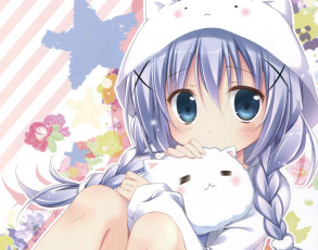 Картинка аниме gochuumon+wa+usagi+desu+ka фон взгляд девушка