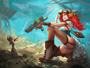 Картинка фэнтези девушки пистолет вуаль взгляд фон девушка