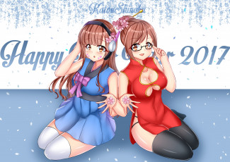 Картинка аниме зима +новый+год +рождество фон взгляд девушки