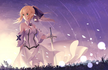 Картинка аниме fate stay+night девушка взгляд фон