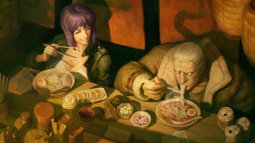 Картинка аниме ghost+in+the+shell batou motoko kusanagi ghost in the shell art major