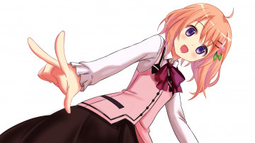 Картинка аниме gochuumon+wa+usagi+desu+ka фон девушка взгляд