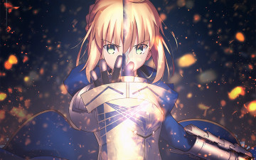 Картинка аниме fate stay+night девушка взгляд фон