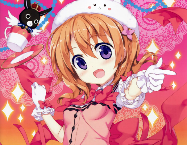 Обои картинки фото аниме, gochuumon wa usagi desu ka, фон, взгляд, девушка