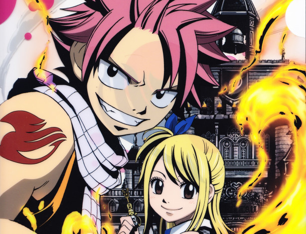 Обои картинки фото аниме, fairy tail, нацу, люси