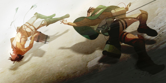 Обои картинки фото аниме, shingeki no kyojin, атака, титанов