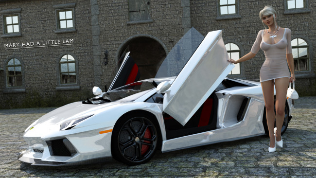 Обои картинки фото 3д графика, люди-авто, мото , people- car ,  moto, взгляд, фон, девушка