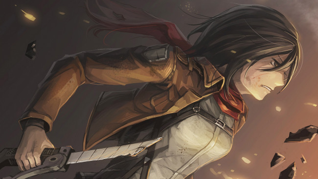 Обои картинки фото аниме, shingeki no kyojin, микаса